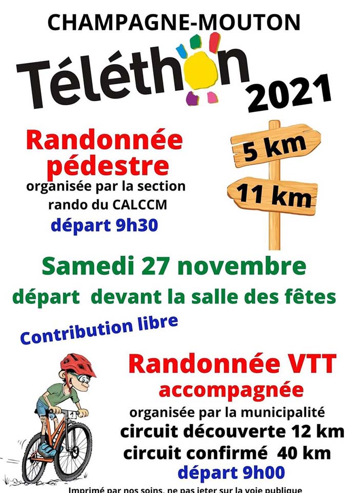 Randonées Téléthon Champagne-Mouton 2021